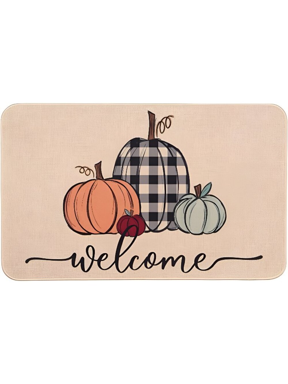 Fall Welcome Door Mat Pumpkin Doormats Non-Slip for Thanksgiving 17 x 27 Inch